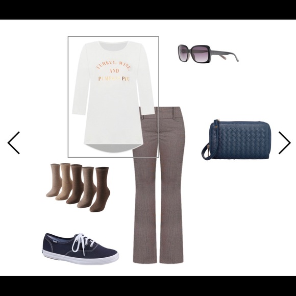 NWT apt 9 top Turkey Wine pumpkin pie Thanksgiving white 3/4 sleeves Stretch - Picture 3 of 4